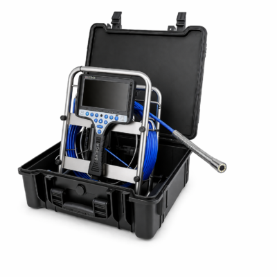 Cámara de inspección de tuberías con cabezal autonivelante y cable de 30 metros