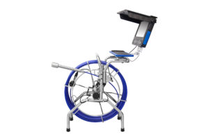 Imagen principal del sistema de inspección de tuberías WPS-HD3-C38H con cámara HD, pantalla, cable y accesorios.