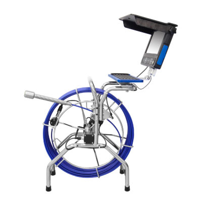 Imagen principal del sistema de inspección de tuberías WPS-HD3-C38H con cámara HD, pantalla, cable y accesorios.