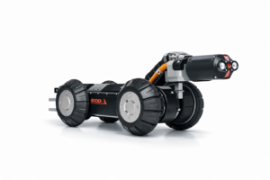 Robot de inspección DN100 S100C operando en terreno en tubería municipal